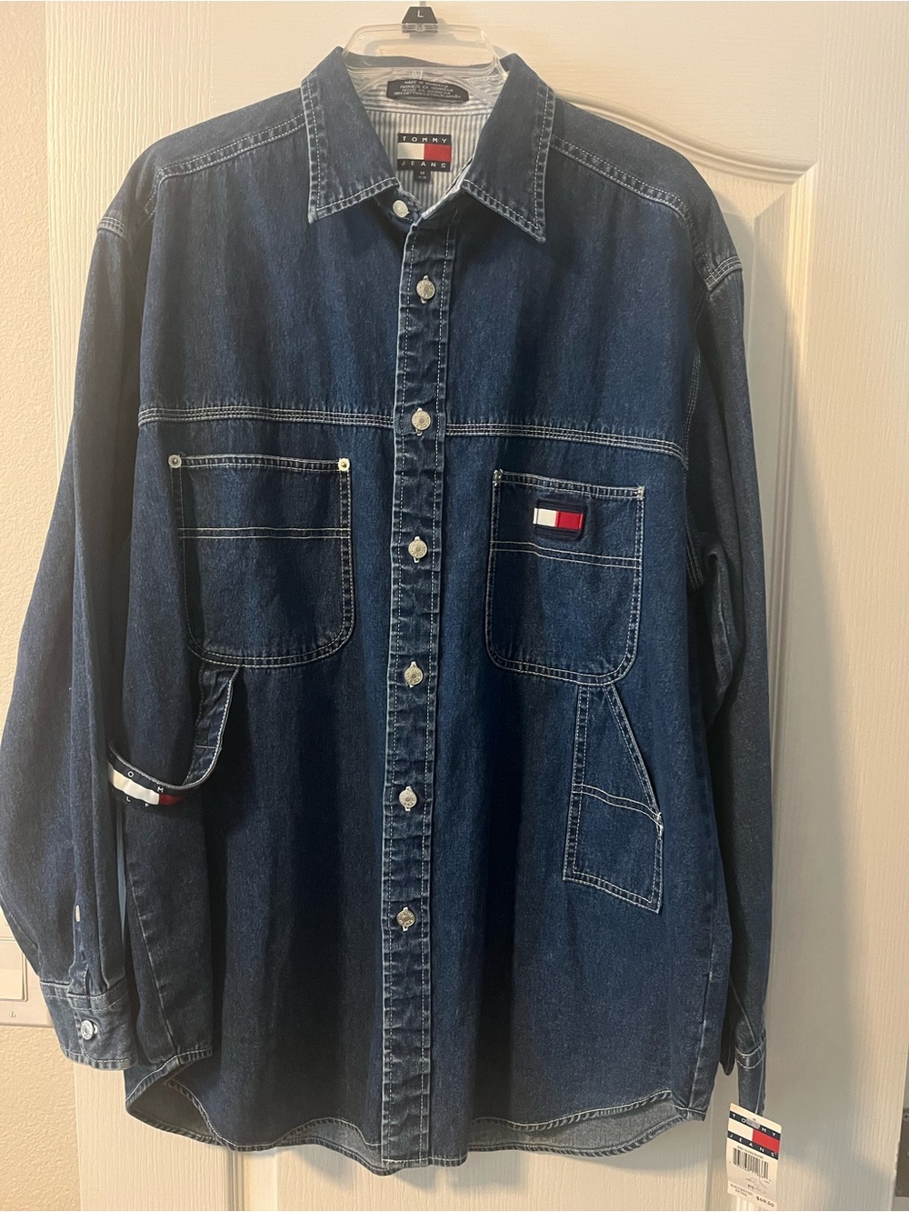 Tommy Hilfiger Dark Indigo Denim Shirt Jacket with Flag Detail